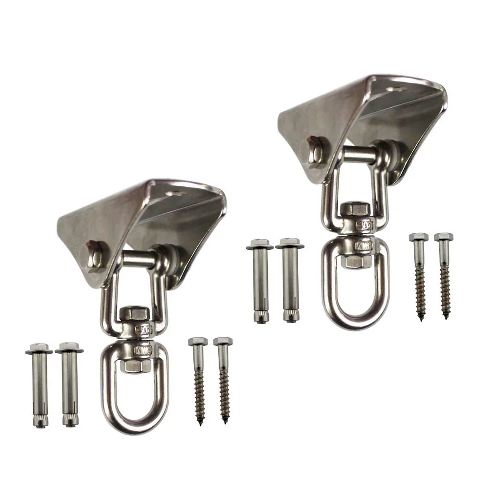 2PCS Heavy Duty Stainless Steel 360 Degree Swivel Hanging Kit Swing Hangers For Wooden Sets Tire Swing Swivel Seat Yoga