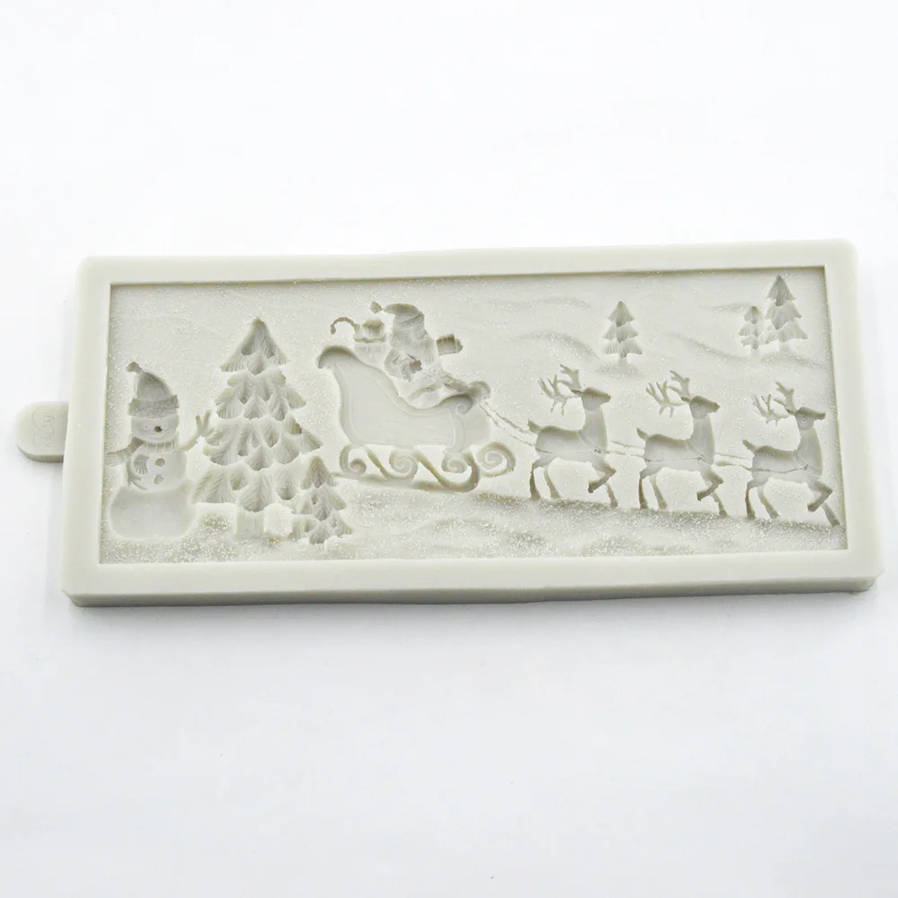 Christmas Tree Deer Santa Claus Fondant Cake Decorating Tools Silicone Mold Sugar Craft Molds DIY Cake   Wholesale K467