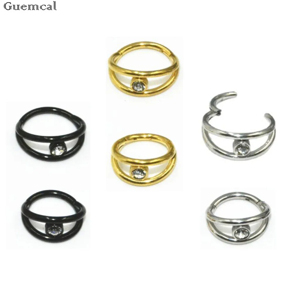 

Guemcal 1pc Fashion Earrings Cochlear Nails Piercing Jewelry Titanium Steel Diamond Nasal Septum Nose Ring Closed Ring 16G