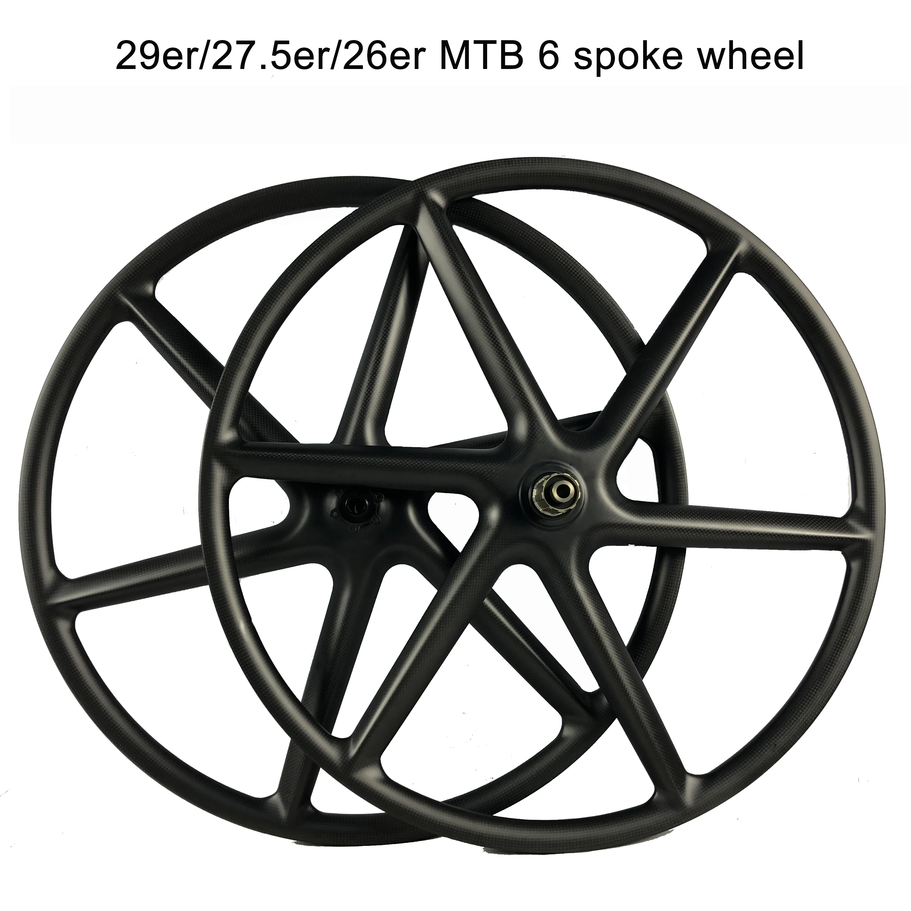 

29er/27.5er 650B/26Inch Carbon 3K UD 6 SpokesWheels Mountain Bike Six Spoke Wheelset Bicycle MTB QR/TA 6 Bolt/Center Lock Boost