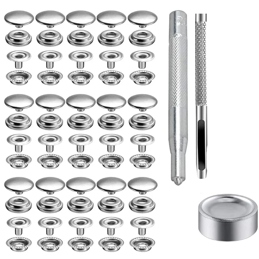 25Set (100 pezzi) bottone a pressione in acciaio inossidabile bottone a pressione bottone a pressione Set di tela per barche Marine accessori Hardware marini