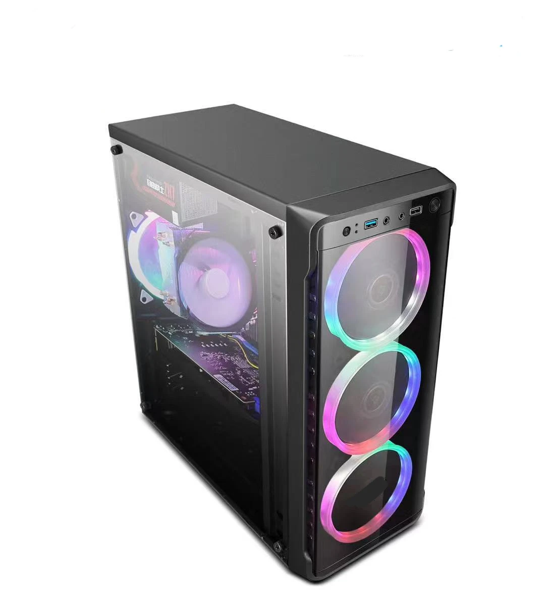 Atx pc mit fan bunte plexiglas horizontale gekühlt cpu schrank staubdicht gamer computer herbst gaming Computer Herbst