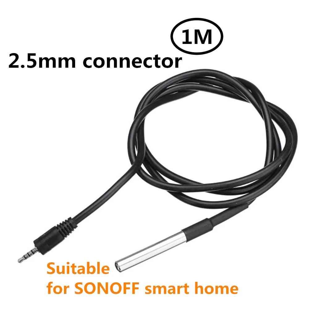 waterproof digital temperature sensor probe 2.5MM connector stainless steel housing line length 1 meter