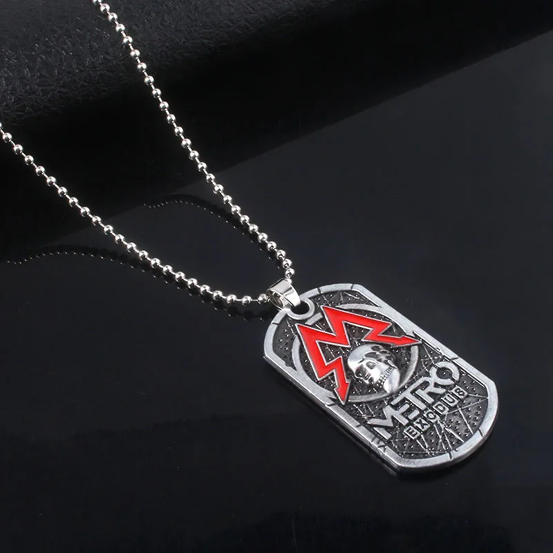 Game Metro Exodus 2033 Necklace Pendants Classic Dog Tag Skull Metal Choker Women Men Jewelry Accessories