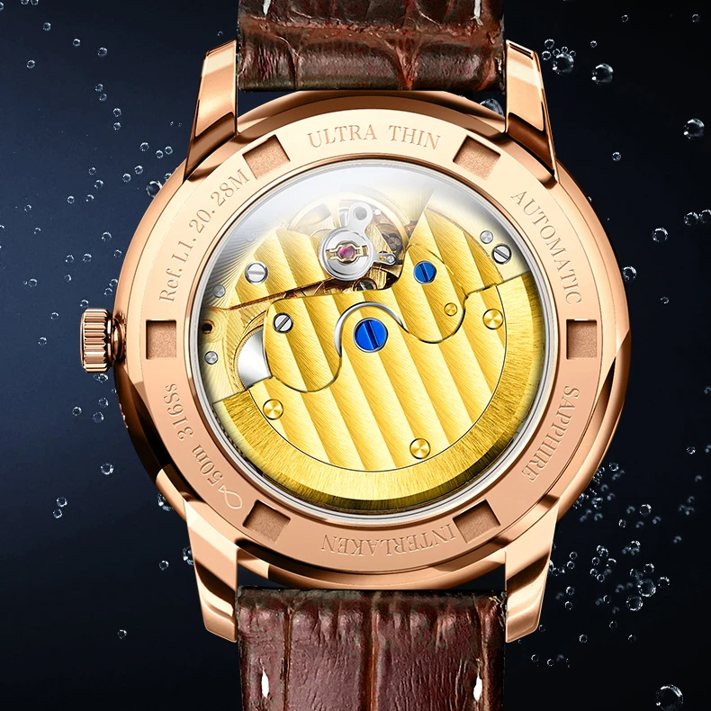 Borman orologi automatici da uomo di lusso ultrasottile orologio da polso maschile orologi da polso meccanici moda 50M specchio zaffiro impermeabile