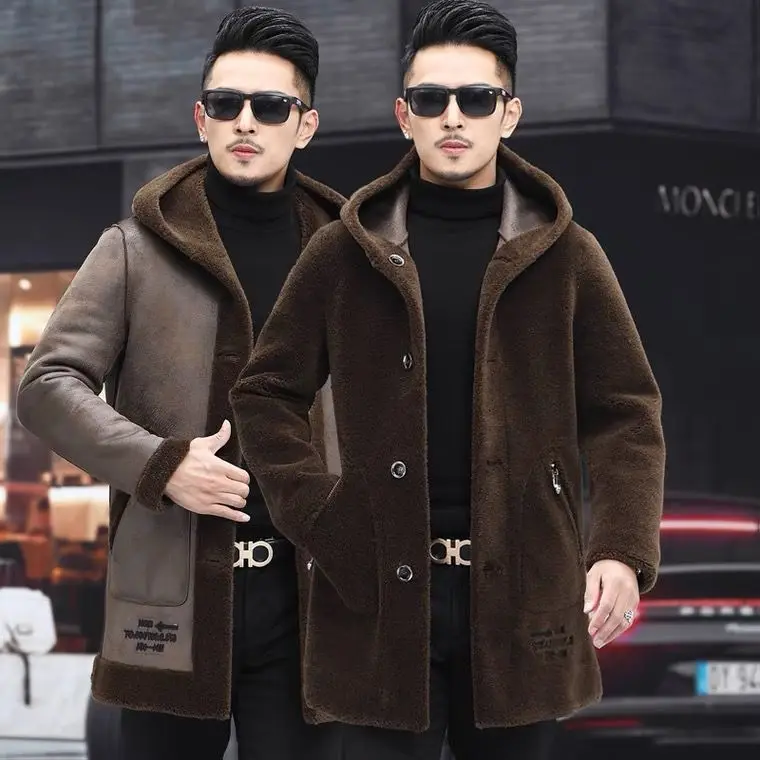 

2021 Autumn Winter Lamb Hair Jacket Men Warm Fashion Parka Men's Thicken h Coat Man Streetwear Loose Casual Clothes B671