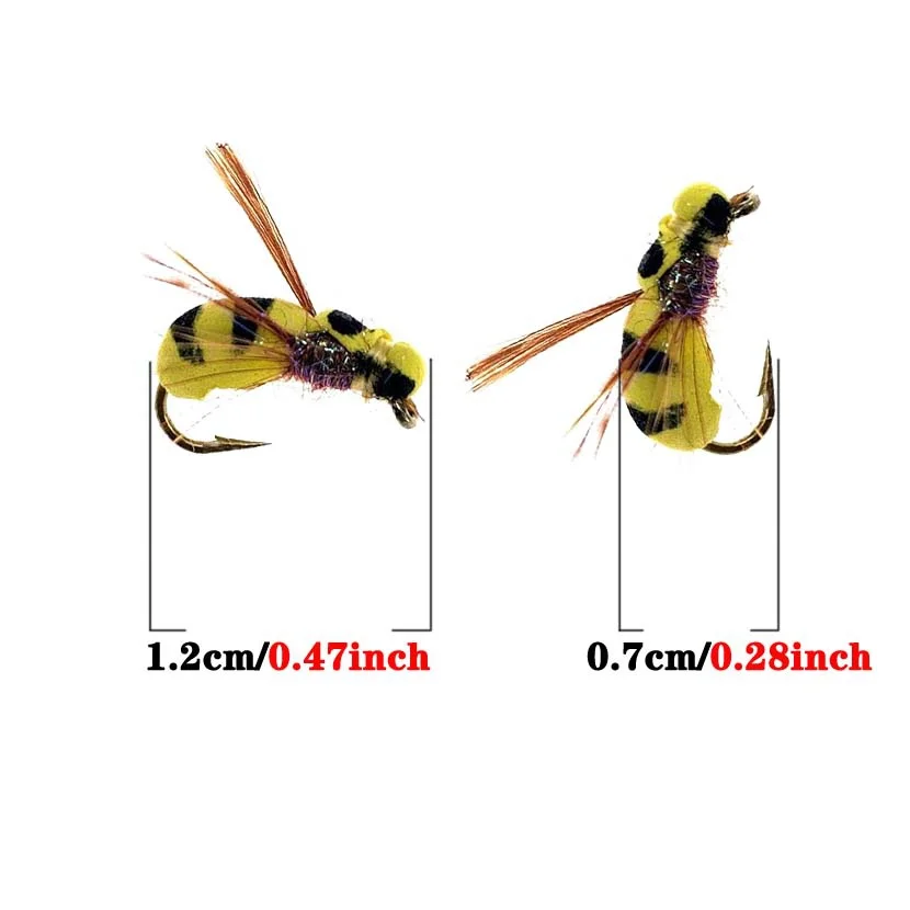 5/10/25Pcs/Box Yellow Simulation Bee Dry Fly Floating Foam Flies Trout Bass Perch Fly Fishing Flies Lures Size #10