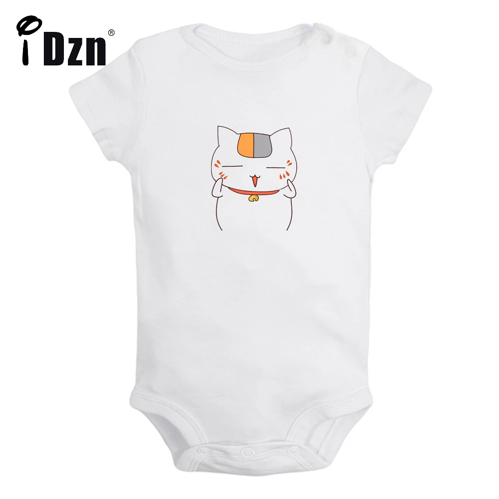 iDzn Baby Boys Girls Summer Short Sleeves Bodysuit Cartoon Sleeping Cat Newborn Clothing Cute Bad Kitten Rompers Cotton Jumpsuit