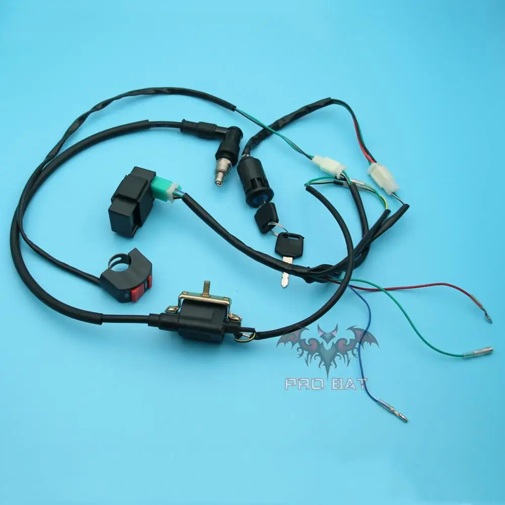 Kit completo de mazo de cables de motor para moto de cross Atomik, mazo de cables de arranque, 50cc, 125cc, 140CC, PIT PRO