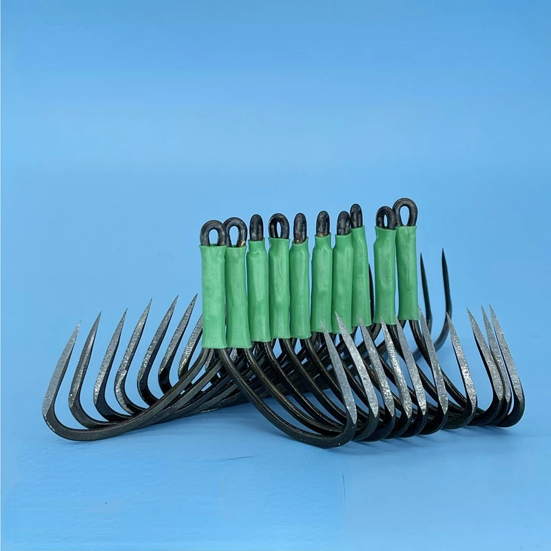 Anti Rust Treble Hooks Non-barb Triple Hooks Large Fishing Hook Anzuelos De Pesca Mar Three Anchor Hooks Carbon Steel Fish Hooks