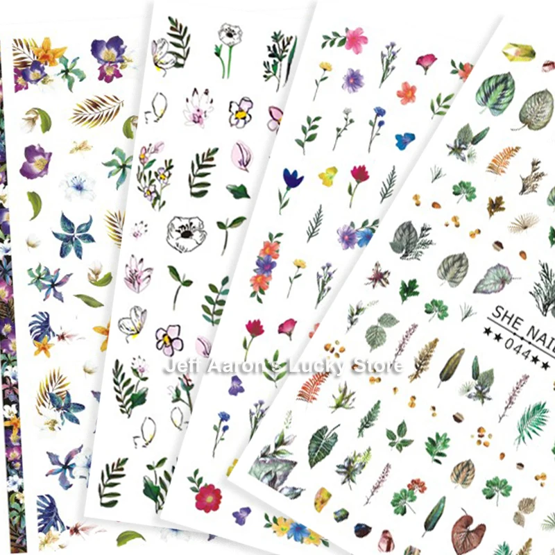 2 Sheets Self-adhesive Dried Flowers And Plants Nail Sticker Decals For Nail Art Decorations Manicure Fake Nails Supplies Tool