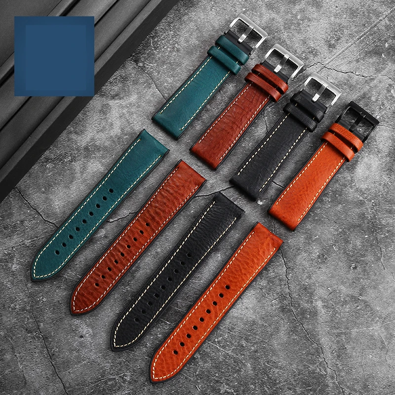 20mm 22mm 24mm Italian Leather Silicone Bottom Watch Strap Men Waterproof Rubber Wrist Band Bracelet Accessories for Omega