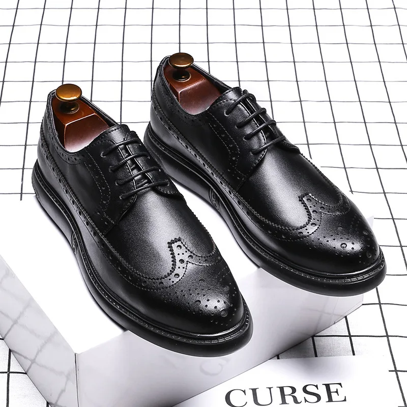 

new arrival men fashion party banquet cow leather shoes black gentleman brogues shoe formal dress zapatos de hombre man footwear