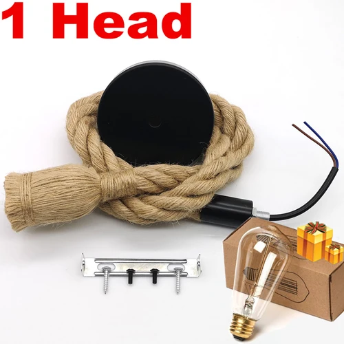 Retro Hanf Seil Anhänger Licht AC90-260V Vintage E27 LED Glühbirne Anhänger Lampe Industrielle Lampe Loft Hause Für Decor HangLamp