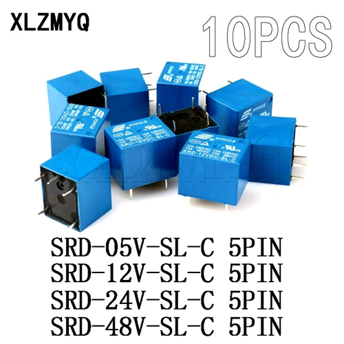 10 Uds relés SRD-05VDC-SL-C SRD-12VDC-SL-C SRD-24VDC-SL-C SRD-48VDC-SL-C DC 5V 12V 24V 48V SRD - 250VAC 10A 5PIN relés de potencia
