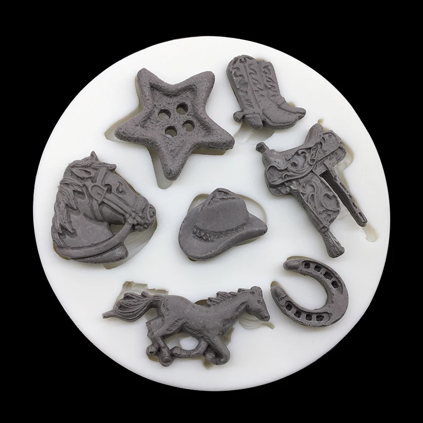 Horse Cowboy Saddle Silicone Sugarcraft Mold Chocolate Cupcake Baking Fondant Cake Decorating Tools