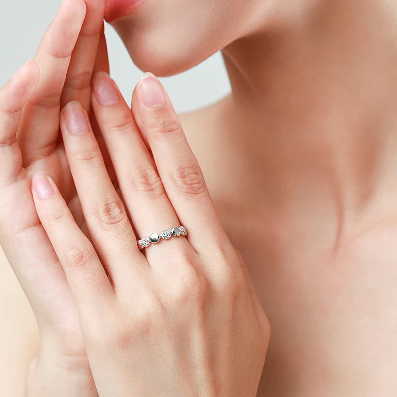 Ailmay Top Quality Real 925 Sterling Silver Dazzling Clear Zircon Classic Round Finger Ring For Fine Female Fashion Jewelry 2