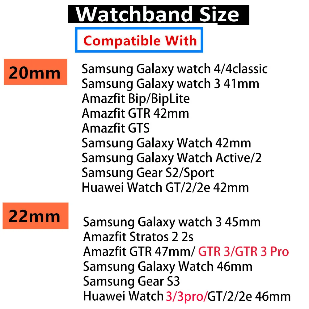 20mm/22mm strap For Samsung Galaxy watch 6/5/pro/4 40 44mm classic 46mm/42mm Silicone bracelet Huawei GT 2/2e/pro/Active 2 band