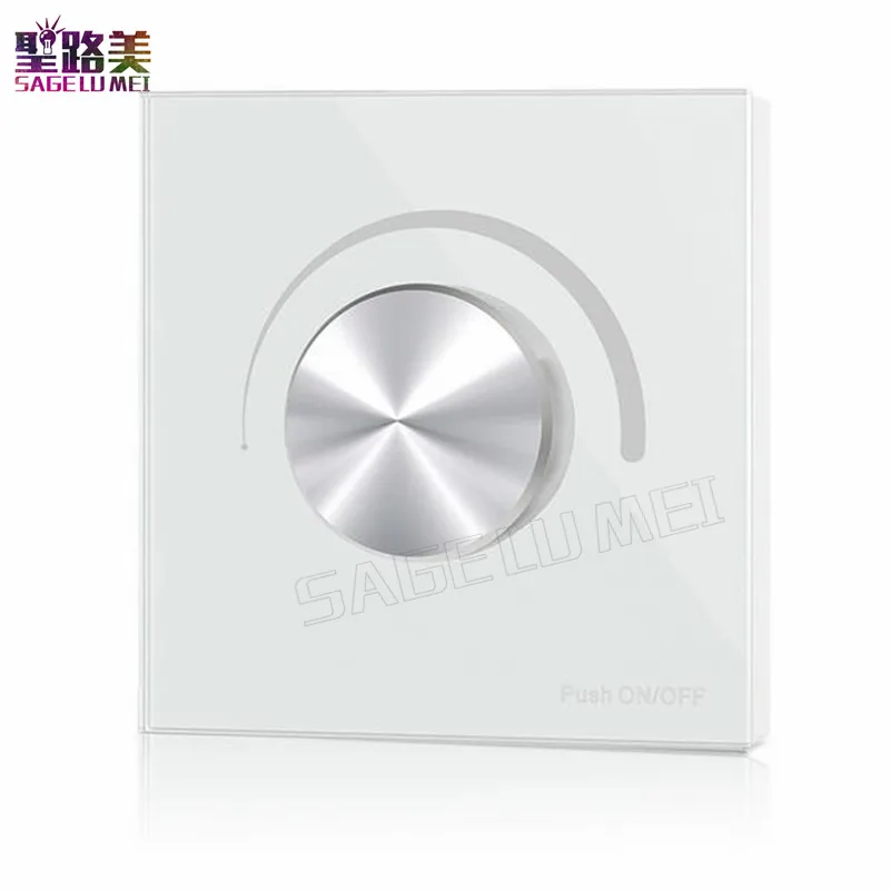 S1-K AC100-240V AC Triac Rotary Glass Panel Dimmer dim and switch single color dimmable LED lamps strip light White Black shell