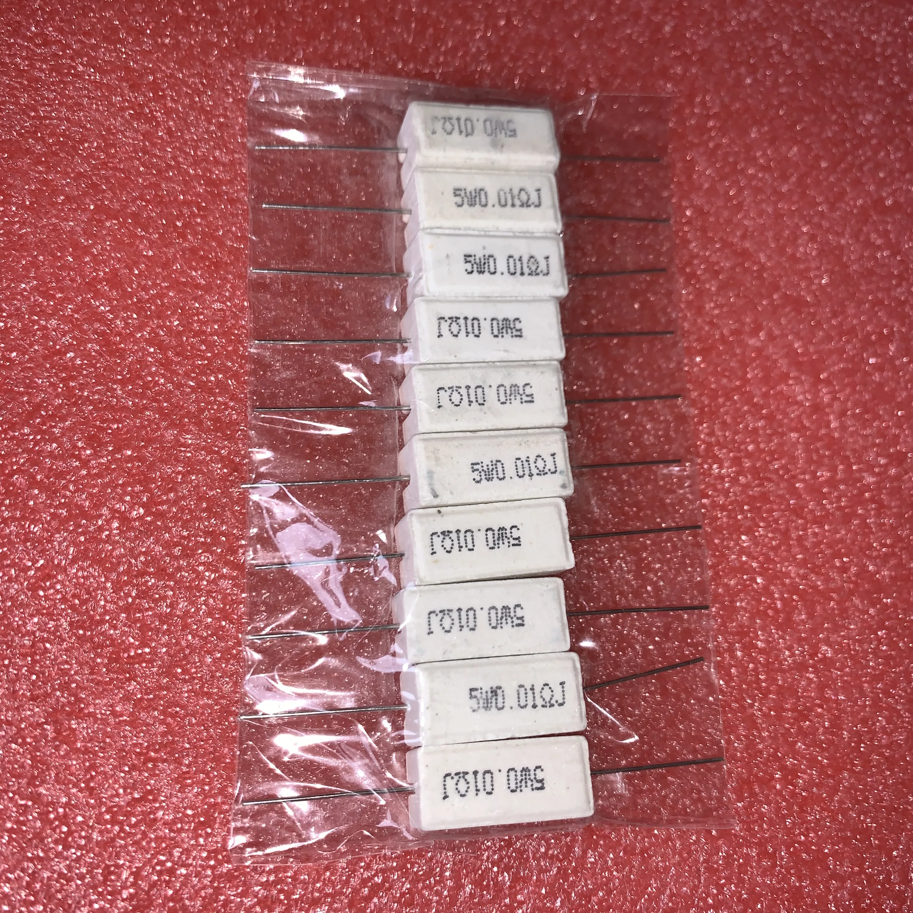 10Pcs 5W R01J 0.02R 0.05R 5W0.1ΩJ 0.12R 0.15R 0.18R 0.2R 0.22R 0.25RJ 0.27 OHM Horizontal Cement Resistance Ceramic ±5% RX27 SQP