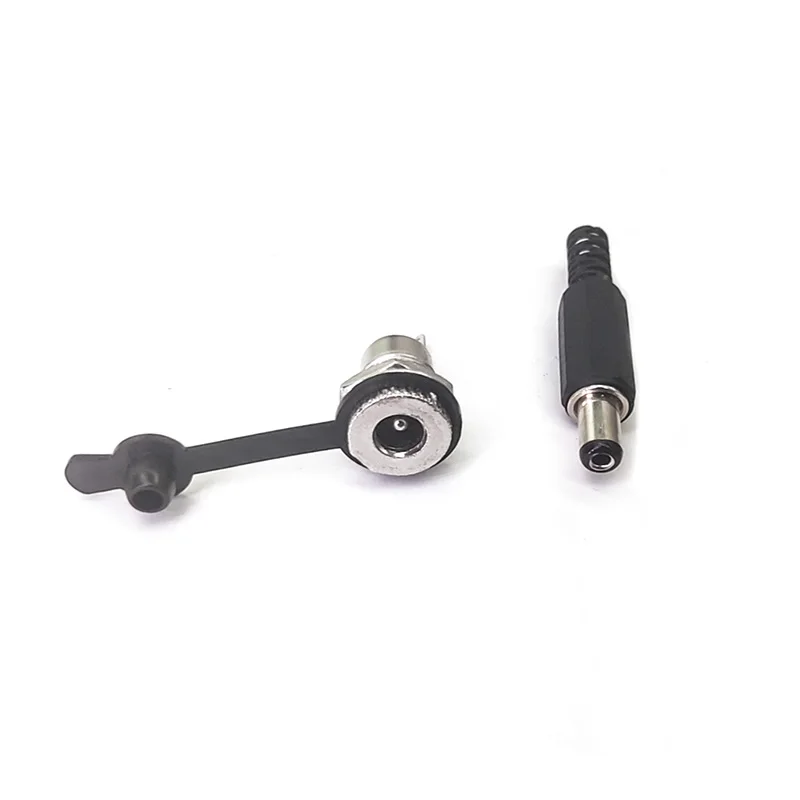 2PCS (1 pairs)5.5x2.5mm plastic male plug Metal DC099 DC power socket female jack screw nut panel mountingconnector 5.5 * 2.1mm