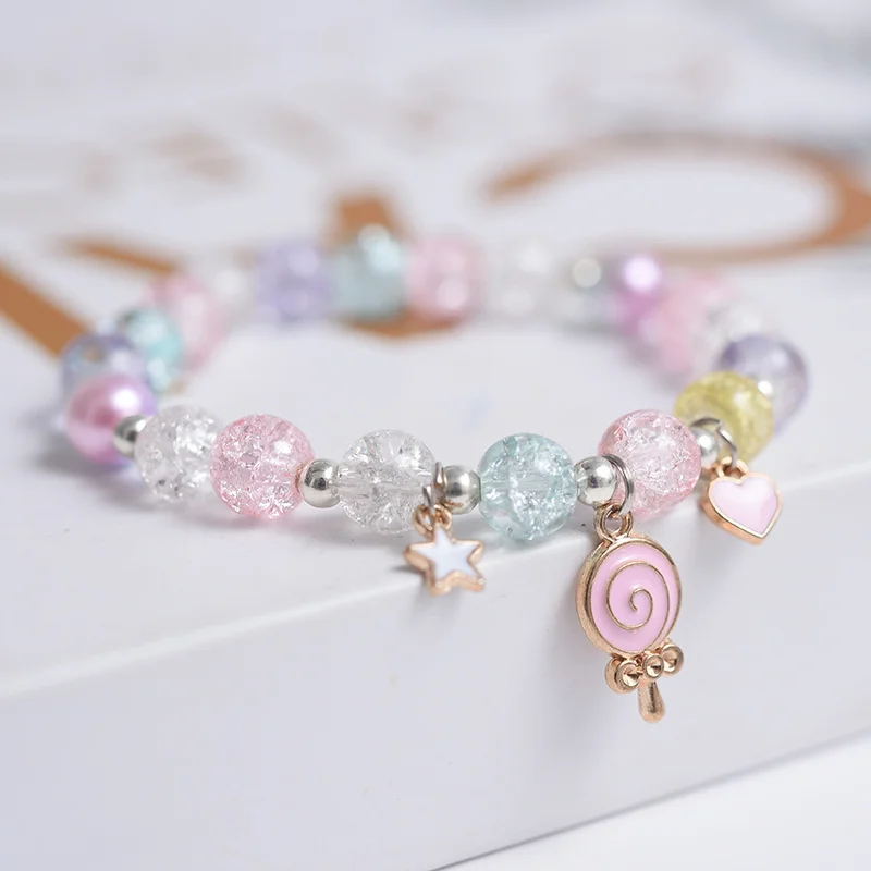 Braccialetto di perle di Popcorn carino per ragazze perle di vetro braccialetto di amicizia per bambini accessori di gioielli colorati tendenza