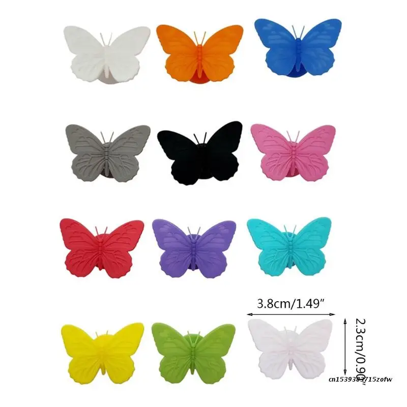 Wine Glass Markers Set of 12 Butterfly Silicone Drink Glass Tags Recognizer Cup Labels Signs for Party Bar Accessories