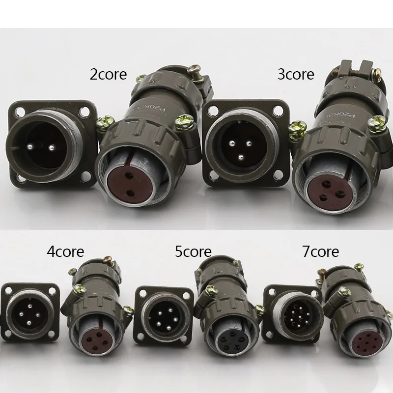 P20 Series Aviation Plug Socket Round Connector 2.3.4.5.7 Core Diameter 20MM Aviation Plug