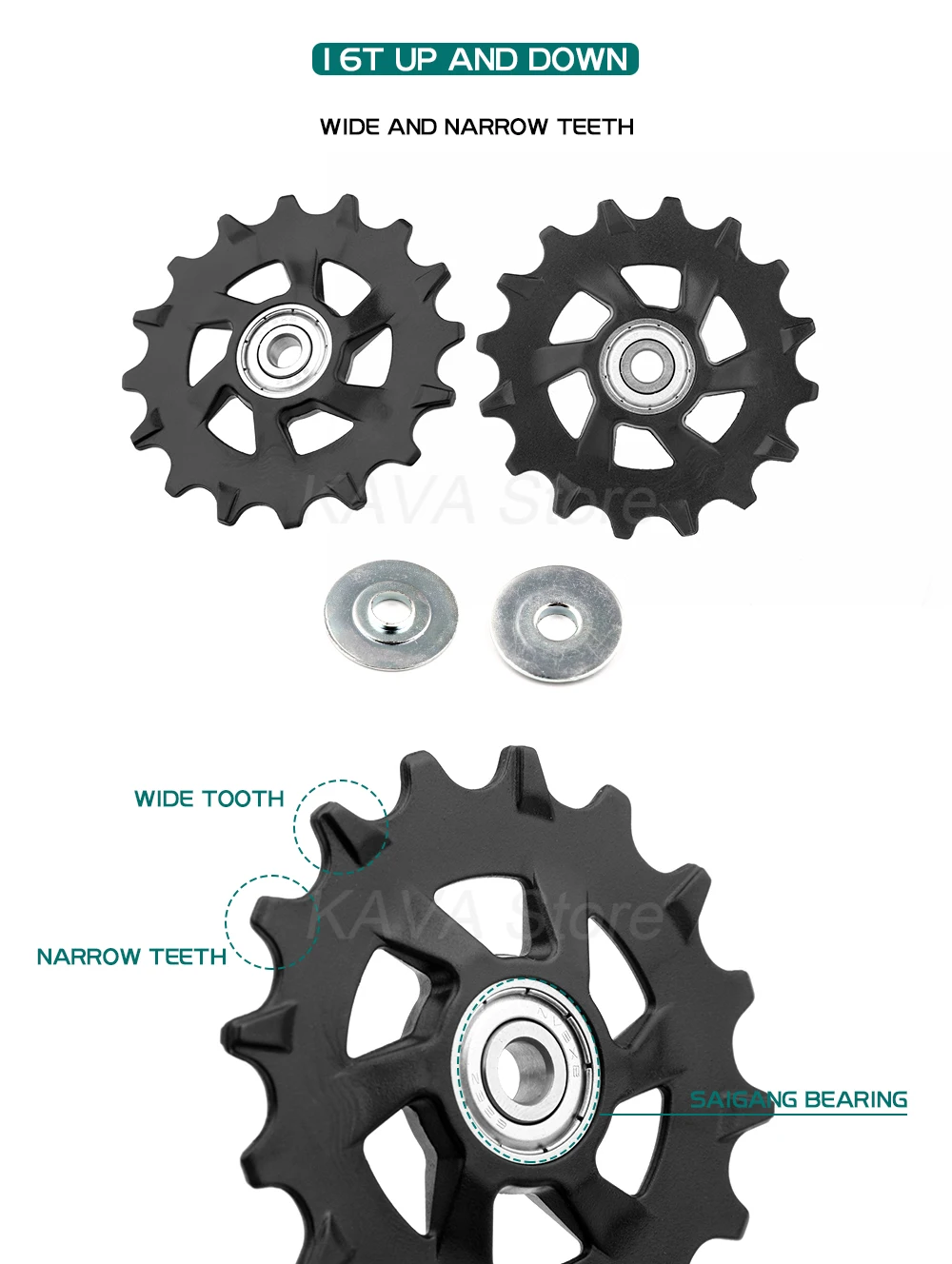 WUZEI Fahrrad Pulley 11T 12T 13T 14T 16T 17T Schaltwerk Pulley Rennrad jockey 7-12 Geschwindigkeit Guide Rad für Shimano SRAM – Detail 11