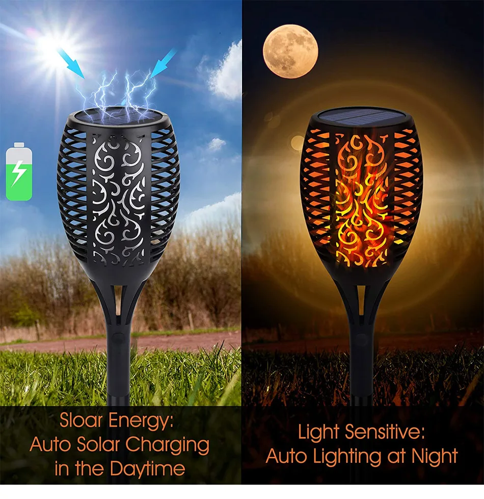 33 LED Solar Lamp Light for Outdoor Torch Waterproof IP65 Garden Torch Light Flickering Lantern For Yard Street Patio Decoration