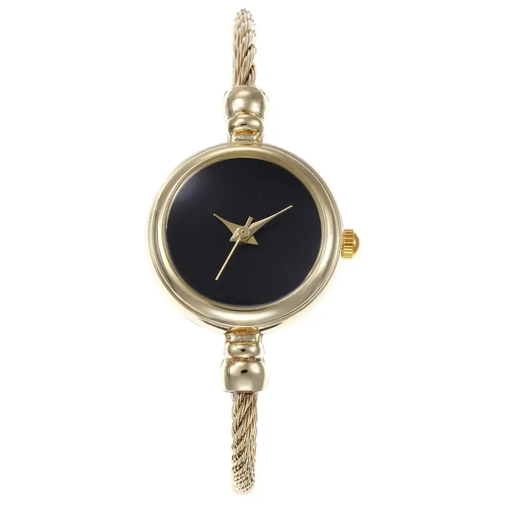 Fashion Women No Scale Round Dial Alloy Wire Band Bangle Quartz Wrist Watch Ladies Dress Watches Gift Luxury