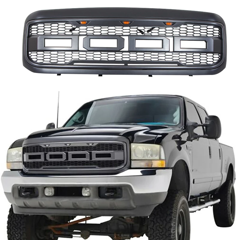 ABS Matte Black Mesh Bumper Grille Fit For Ford F250/F350 1999 2000 2001 2002 2003 2004 Modified Bumper Racing Grills Cover