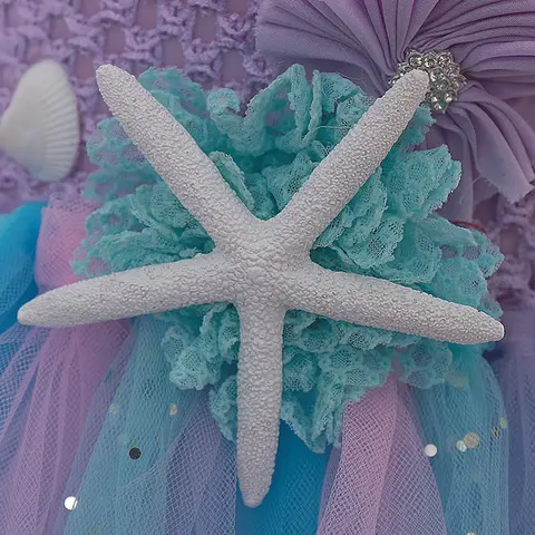 Girl Princess Mermaid Tutu Dress Under the Sea Princess Kids Dresses For Girls Birthday Party Costume With Flower Headband