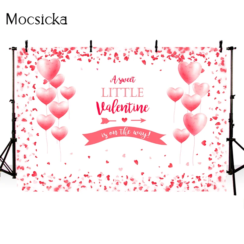 Valentine's Day Photography Background Heart-Shaped Balloon Decoration Props Confession Wedding Bridal Shower Backdrop Banner