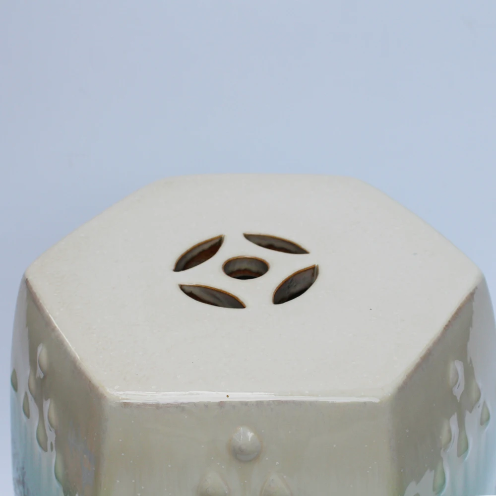 Jingdezhen Kiln Color Changing Glaze Ceramic Hexagonal Stool