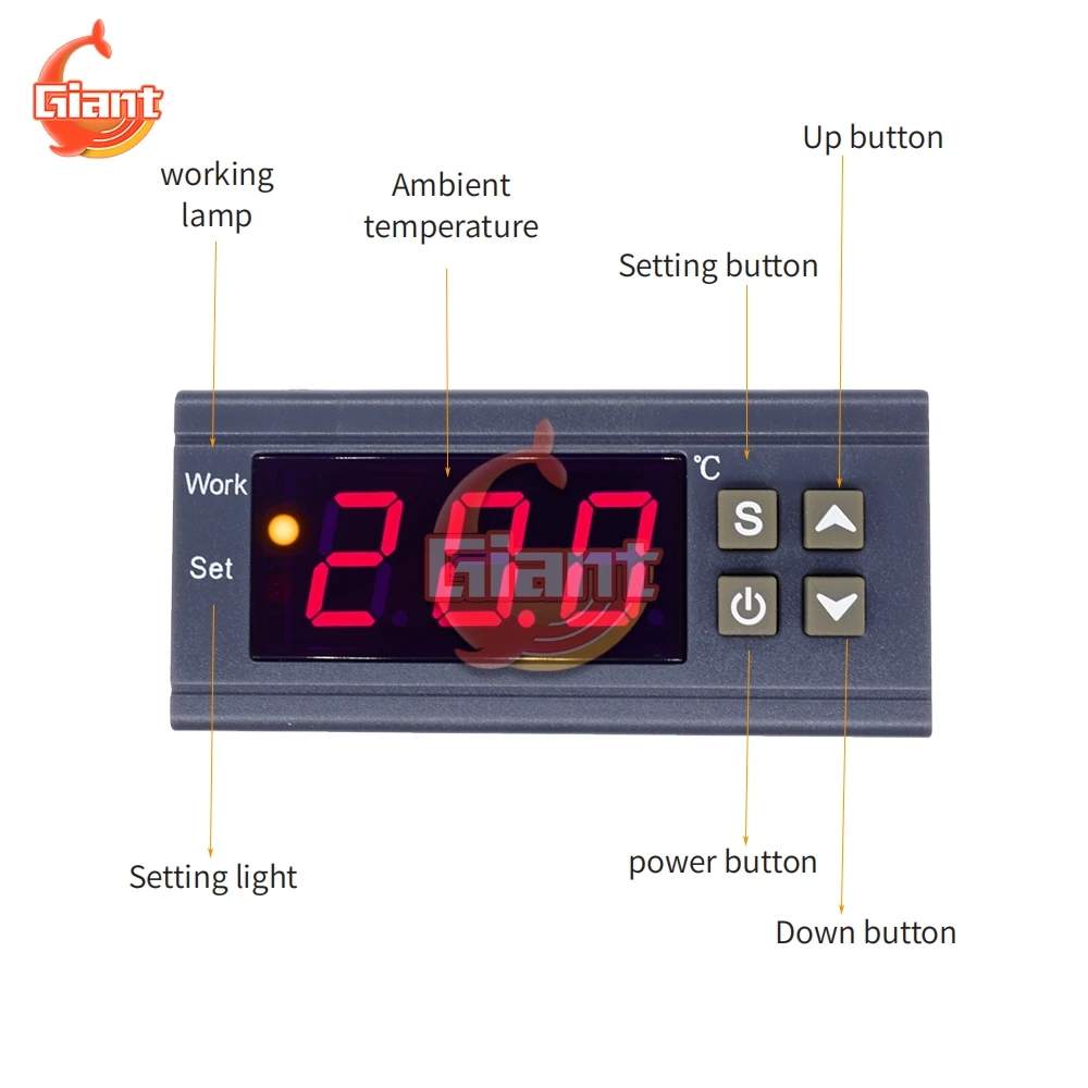 MH1210W Digital Temperature Controller 110V 220V 12V 10A Thermostat Adjustable Temperature Control Switch Temperature Regulator