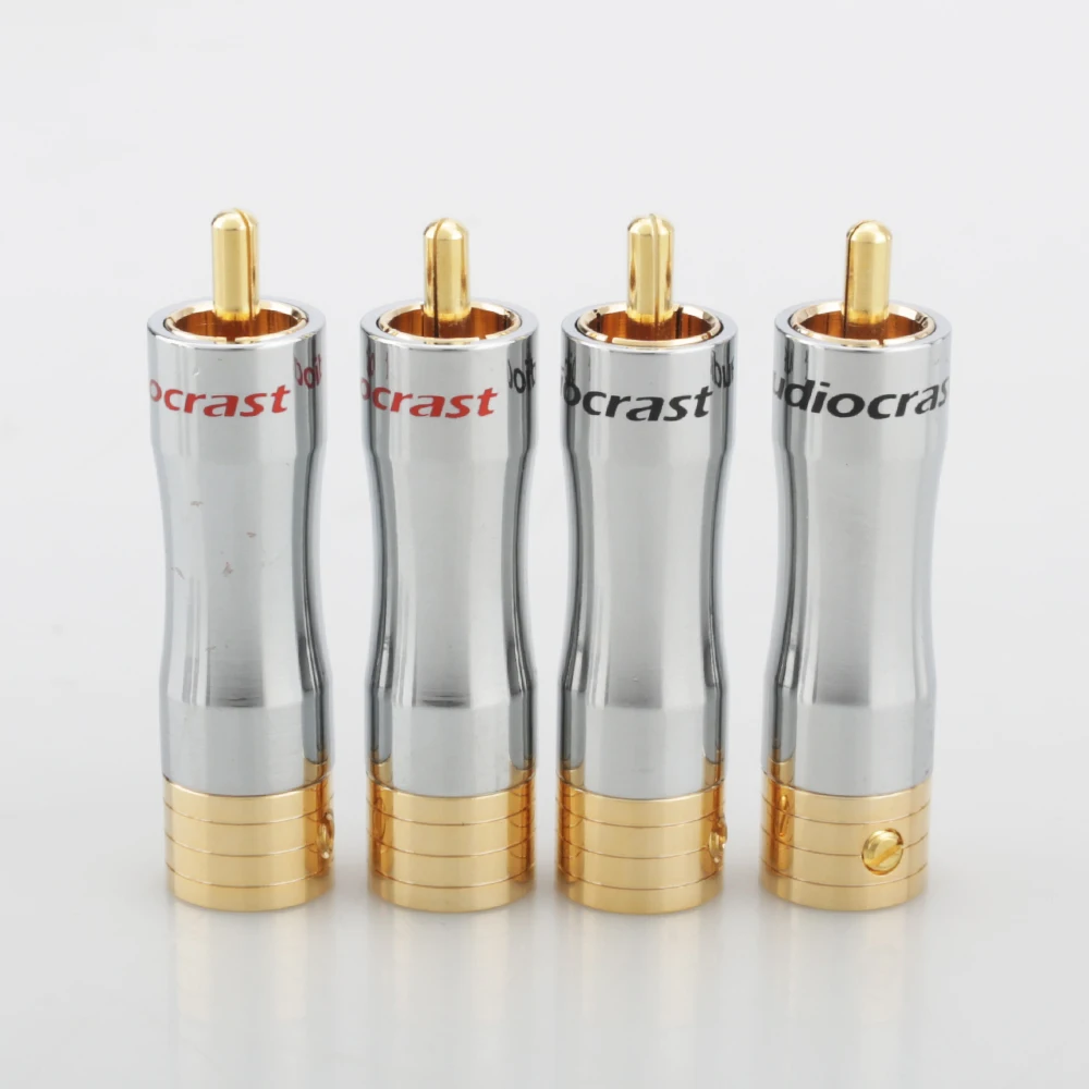 금도금 RCA 플러그, 오디오 케이블, 수 납땜 커넥터 어댑터, 8mm, 4 개