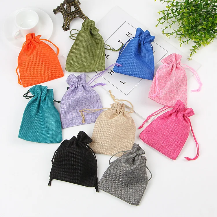 5 قطعة أكياس الهدايا القطن الكتان التعبئة والمجوهرات الرباط الحقيبة مستحضرات التجميل الزفاف الحلوى التفاف المجوهرات Pounch #3