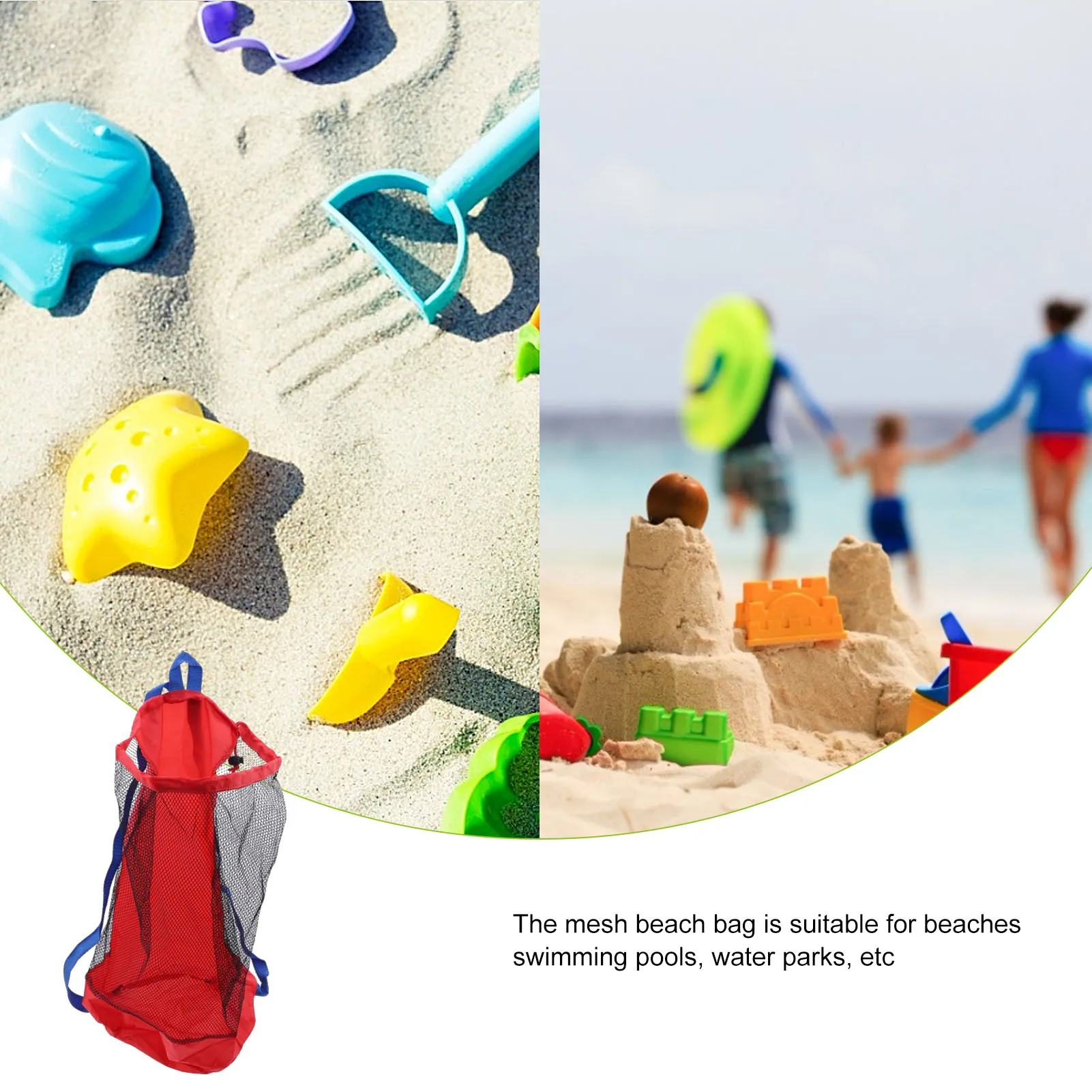 Bolsas de malla portátiles para almacenamiento de juguetes de playa para bebés, bolsa de red para juguetes de arena para playa para niños, deportes