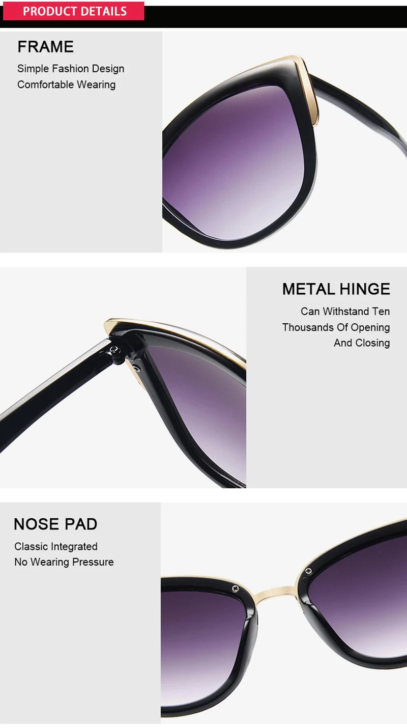 Klassische Cateye Frauen Sonnenbrille Vintage Anti-glare Cat Eye Sonnenbrille Weibliche Mode Leopard Driving Shades UV400 – Detail 11