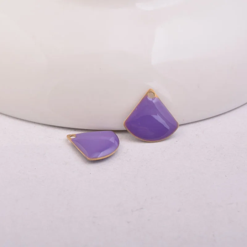 30pcs  Copper Enamelled Sector Charms Sequins Double Faced Enamel Pendant For  Earrings Bracelet Necklace image 2