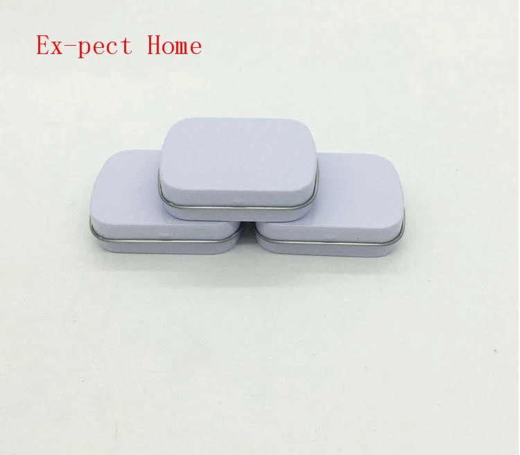 500pcs/lot Mini Tin Box Gift Box/Mint Metal Box White Rectangle Plain Metal Tin Storage Boxes