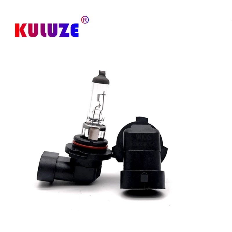 KULUZE-bombilla halógena superbrillante para faro de coche, luces antiniebla transparentes P22d, 2 piezas, 9006 HB4, 55W, 12V, 3500K