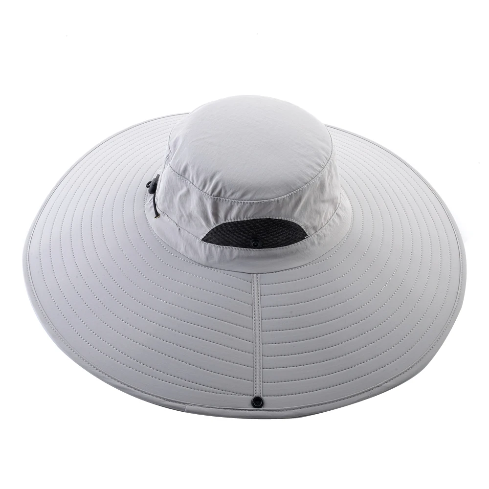 Men's Bob Bucket Hats Outdoor 15cm Wide Brim Sunhat Mountaineering Fishing Sun Cap Waterproof Sun Protection Fisherman Sunbonnet