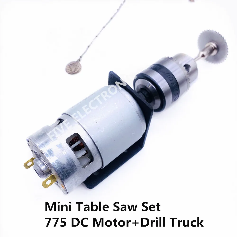 12V/24V Mini Table Saw Set 775 DC Motor+JT0/B10/B12 Drill Truck with holder for Wood Saw cutting Sander Saw-Blade