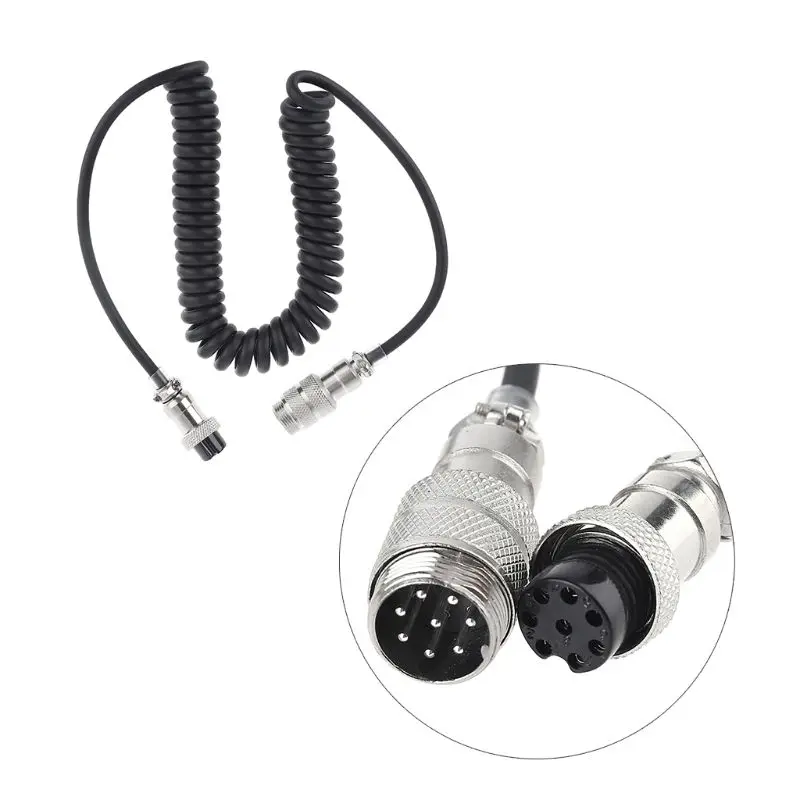  8Pin Coiled Extension Microphone Cord 8Core Aviation Male Plug to 8Core Aviation Female Plug