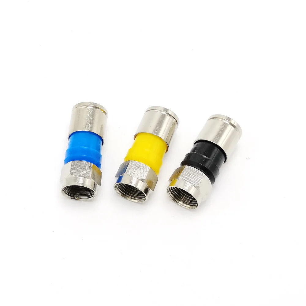 75-5 F نوع موصل ل RG6 محوري كابل ضغط F-نوع موصل البريطانية نظام 10 قطعة/الوحدة