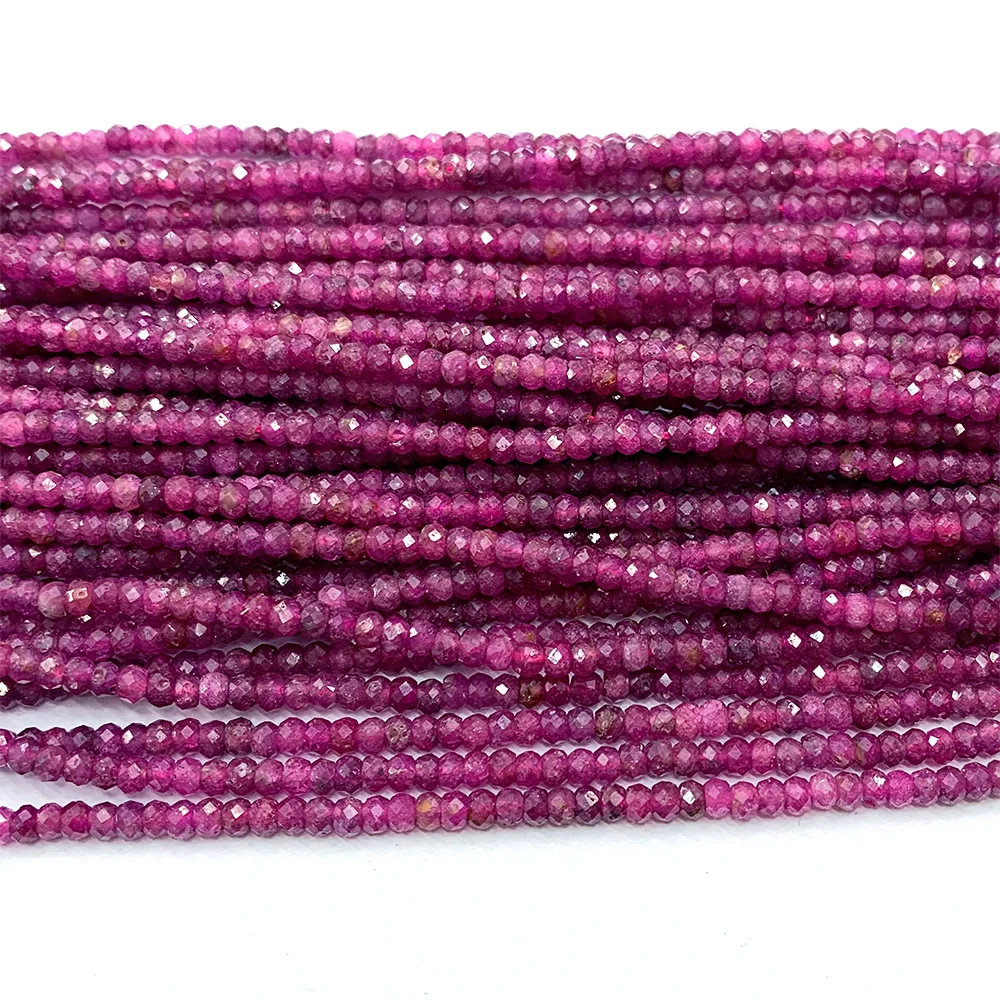 Veemake Ruby Natural Gemstone DIY Necklace Bracelets Earrings Ring Faceted Small Rondelle Women\'s Beads For Jewelry Making 06690
