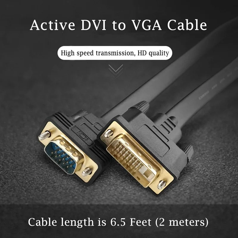 Active DVI-D to VGA, CableDeconn DVI-D 24+1 to VGA 6 Feet Cable Male to Male Gold-Plated Cord image 2