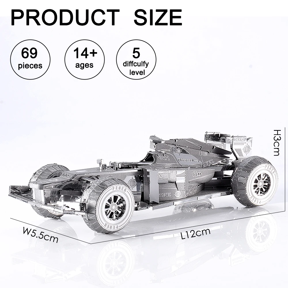 Piececool 3D Metal Puzzle -Racing Car Model Building Kits Jigsaw Toy ,Christmas Birthday Gifts for Adults